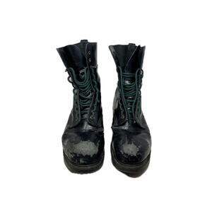 SoloVair Black Vegan Hi-Shine 8 Eye Derby Boot Mens 11 -11.5